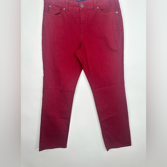 Bandolino Red Samantha Mid-Rise Straight Leg Jeans Size 14 - Picture 3 of 13